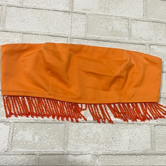 Superdown evie Orange Beaded Strapless Top - Picture 6 of 8